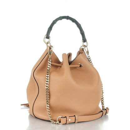 Gucci Pebbled Calfskin Miss Bamboo Bucket Bag Camelia 3 of 8