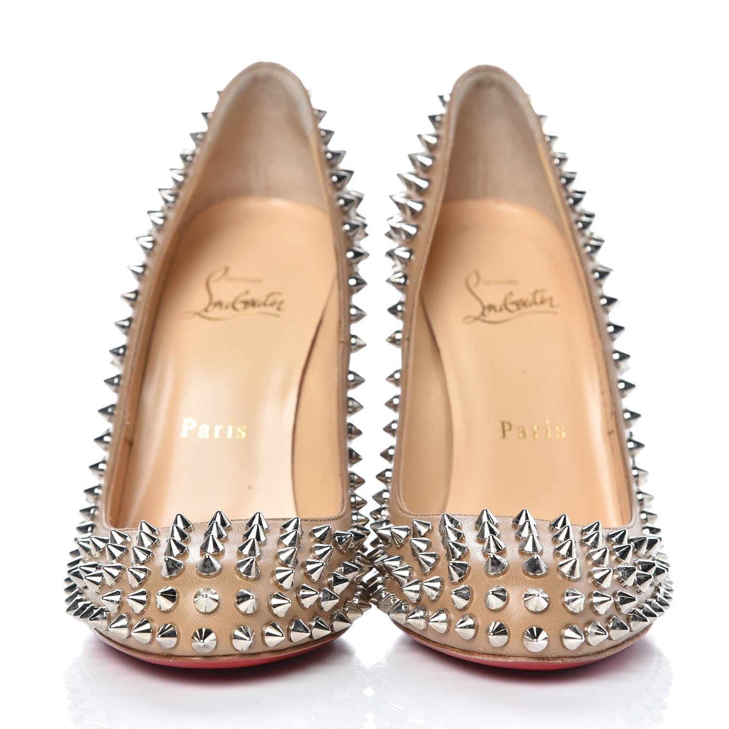 Christian Louboutin Nappa Fifi Spikes 100 Pumps 37 Corde Silver 2 of 7