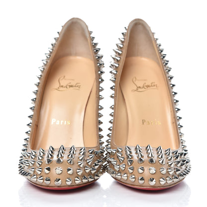 Christian Louboutin Nappa Fifi Spikes 100 Pumps 37 Corde Silver 2 of 7