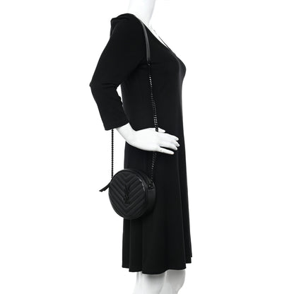 Saint Laurent Calfskin Matelasse Chevron Round Vinyle Camera Bag Black 2 of 11