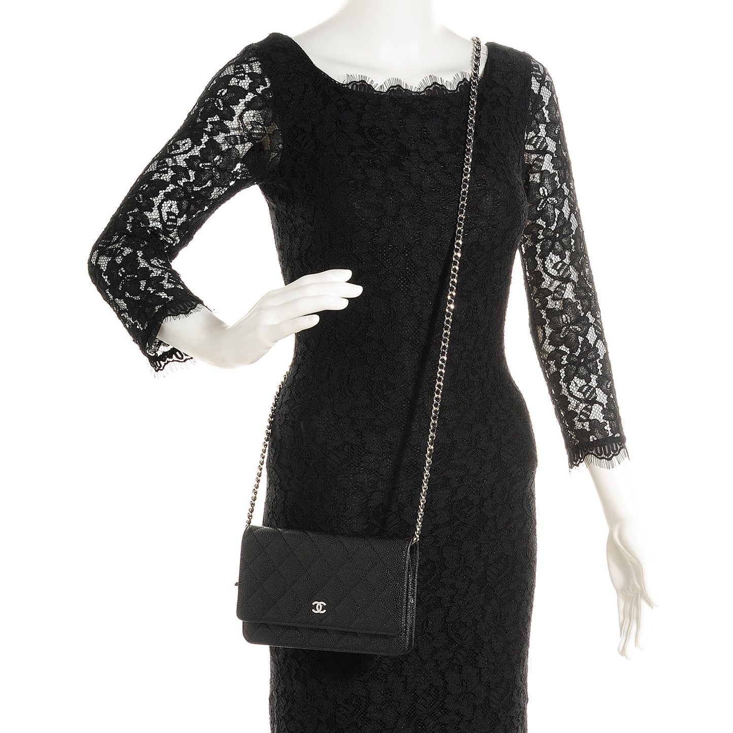 Caviar Quilted Wallet On Chain WOC Black