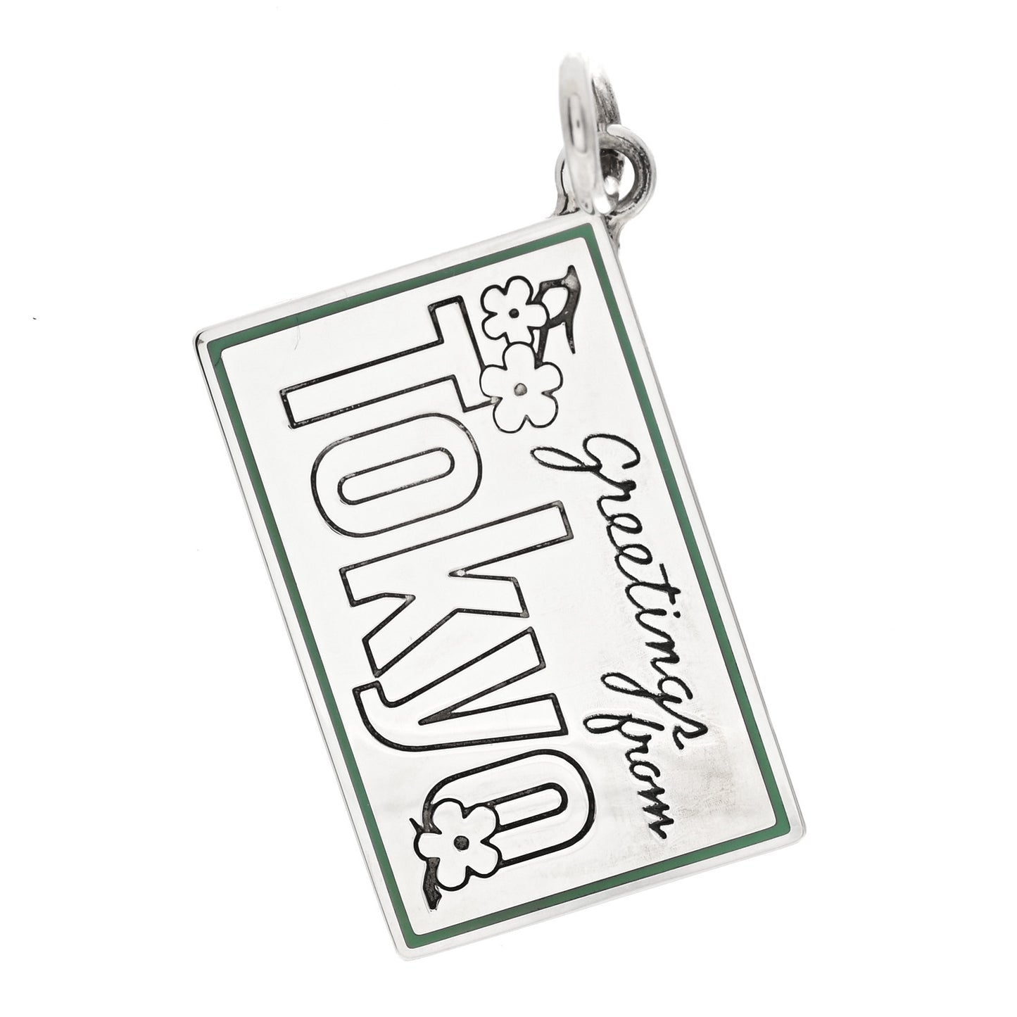 Sterling Silver Enamel Tokyo Postcard Charm Blue