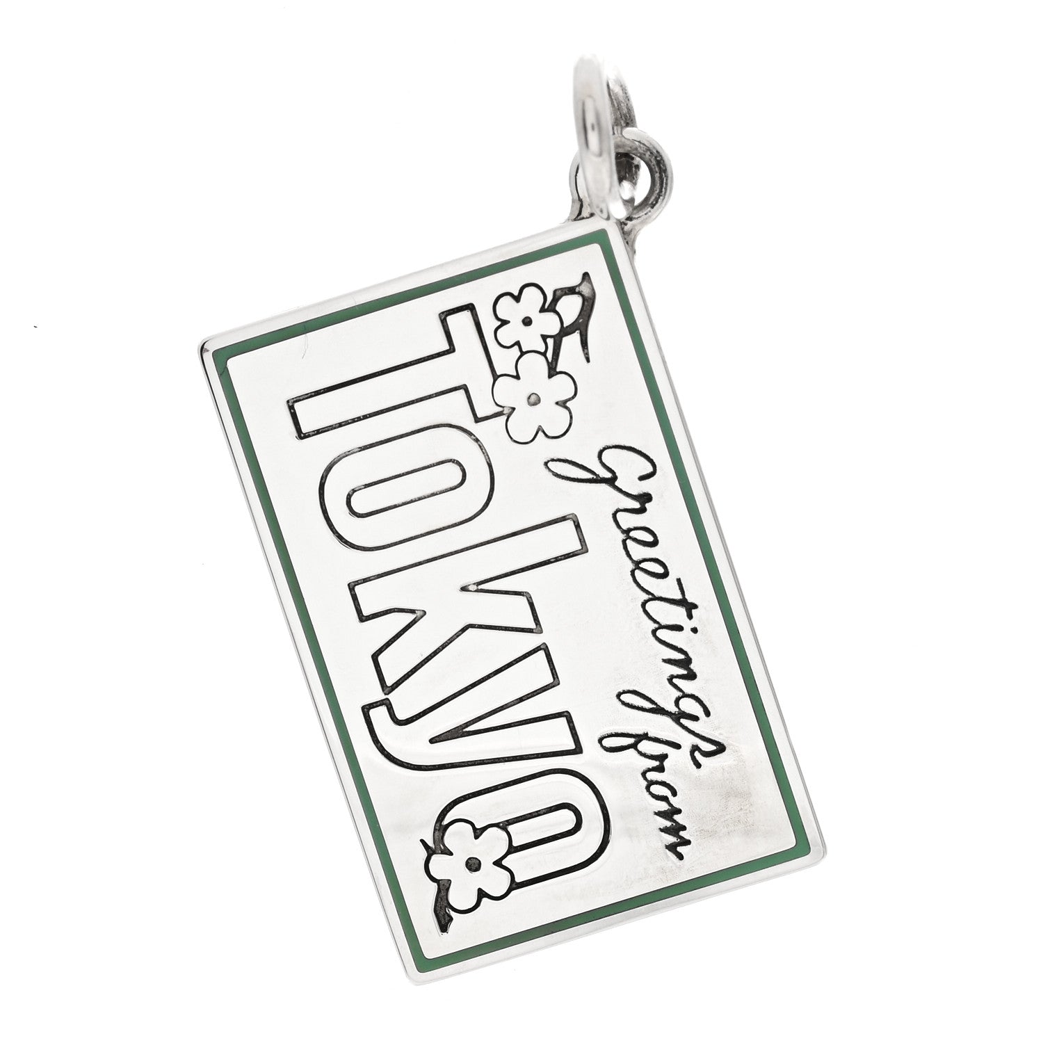 Tiffany Sterling Silver Enamel Tokyo Postcard Charm Blue 1 of 4