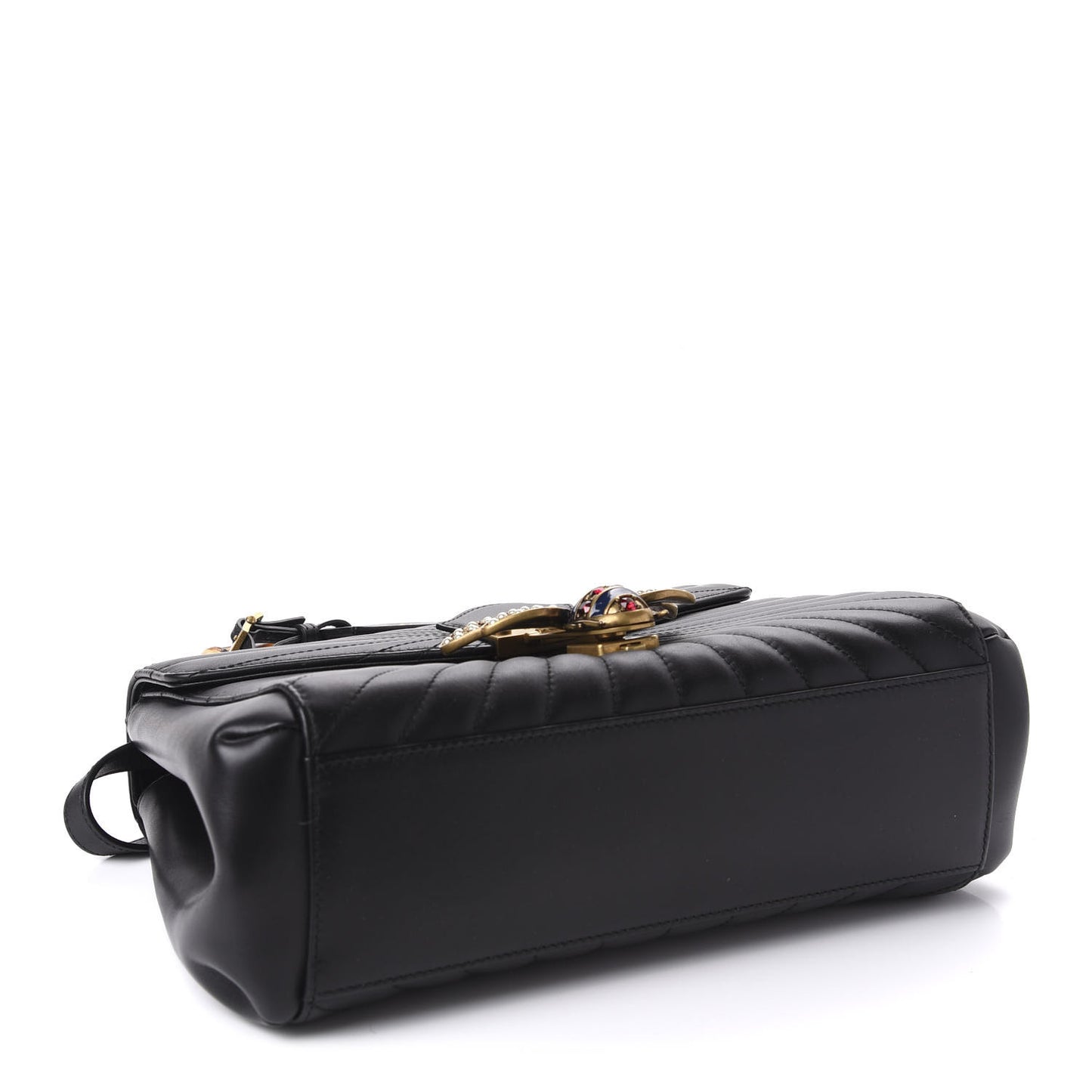 Calfskin Bamboo Trapuntata Queen Margaret Top Handle Bag Black