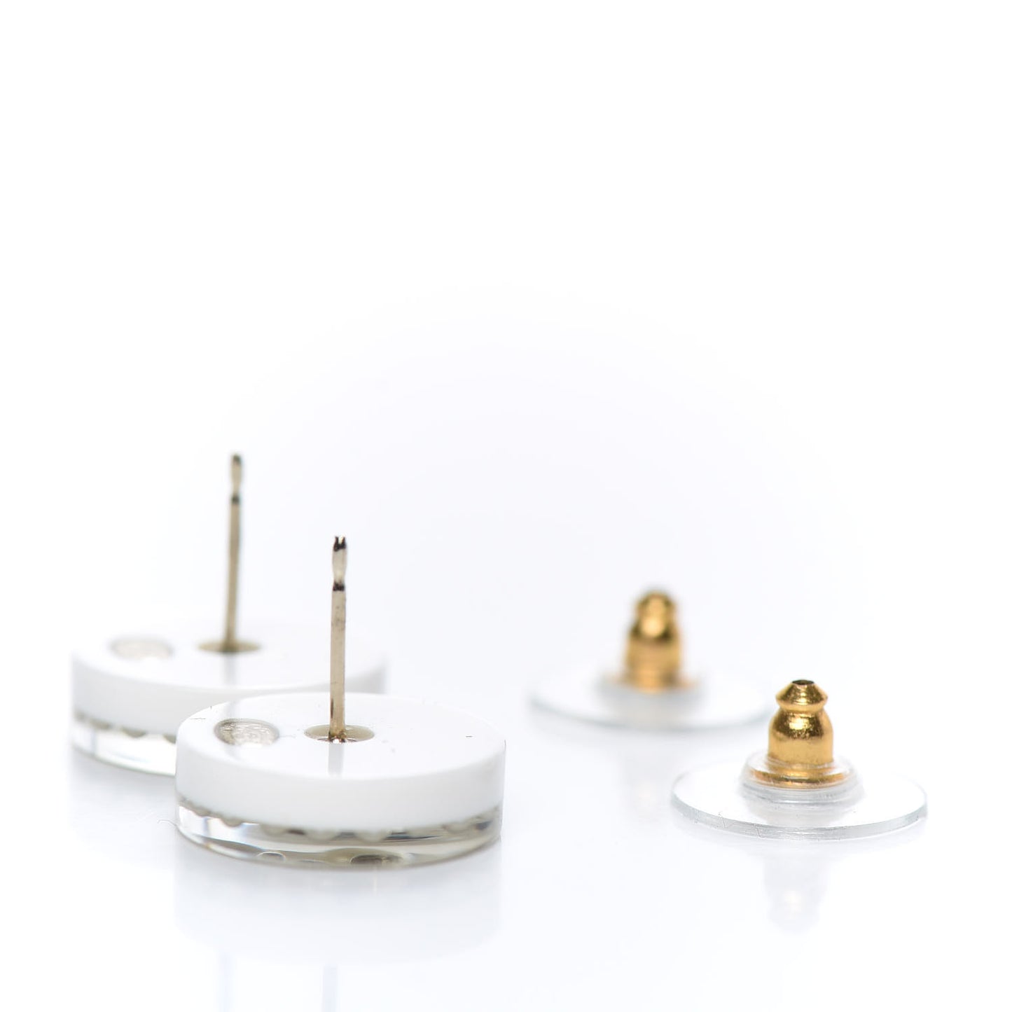 Resin Pearl CC Earrings White Black