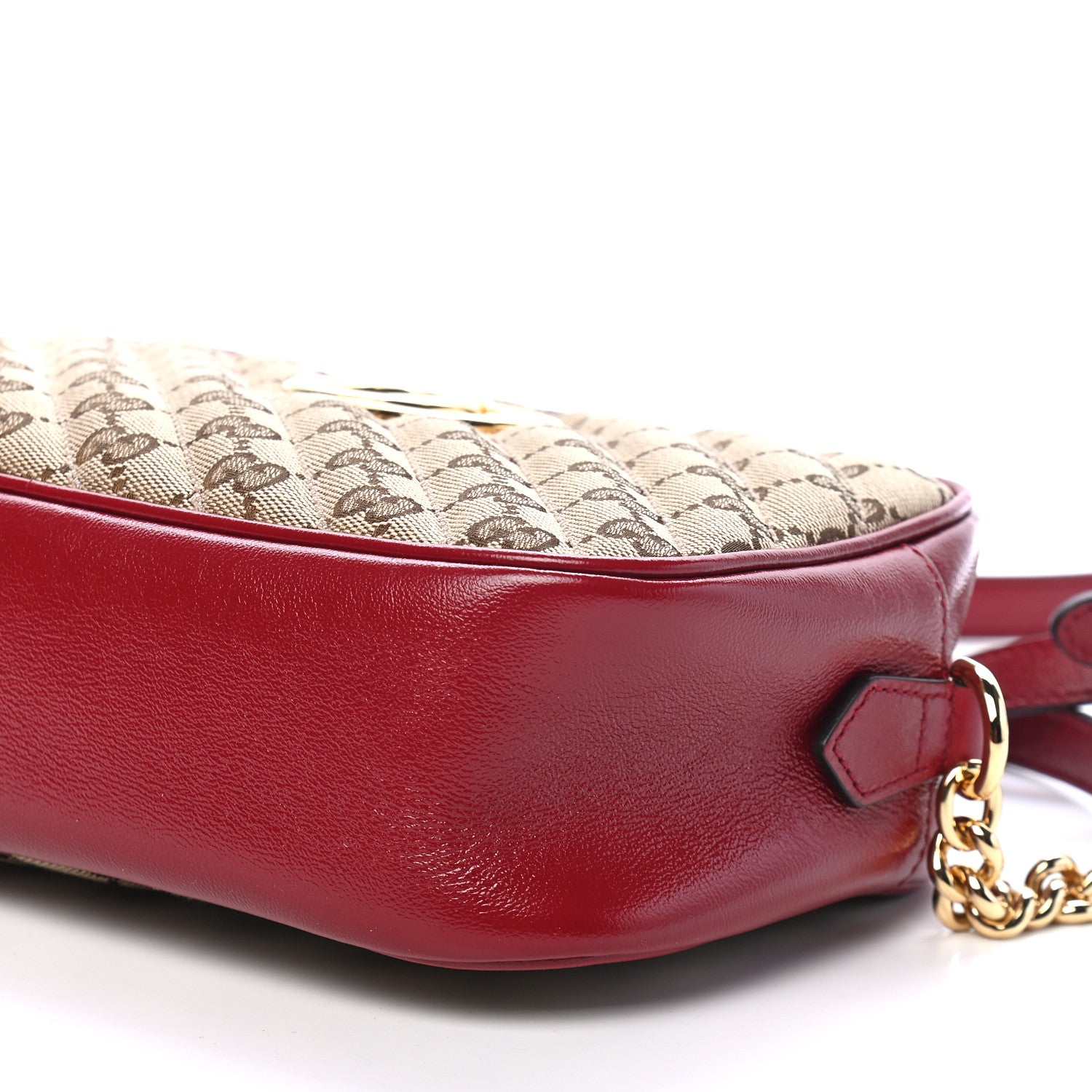 Gucci Monogram Azalea Calfskin Matelasse Diagonal Small GG Marmont Chain Shoulder Bag Beige Ebony New Cherry Red 9 of 9