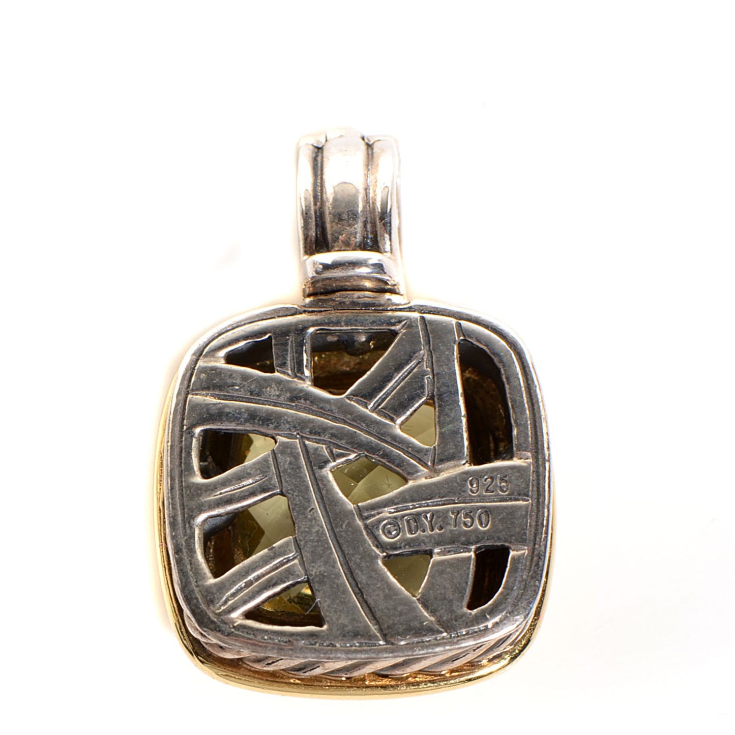 Sterling Silver 18k Gold Peridot 11mm Cable Enhancer Pendant
