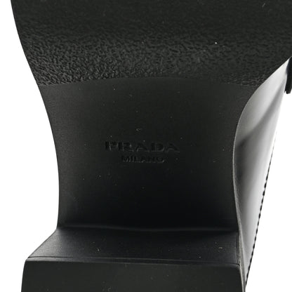 Prada Spazzolato Metal Triangle Logo Platform Loafer Mules 40.5 Black 6 of 8