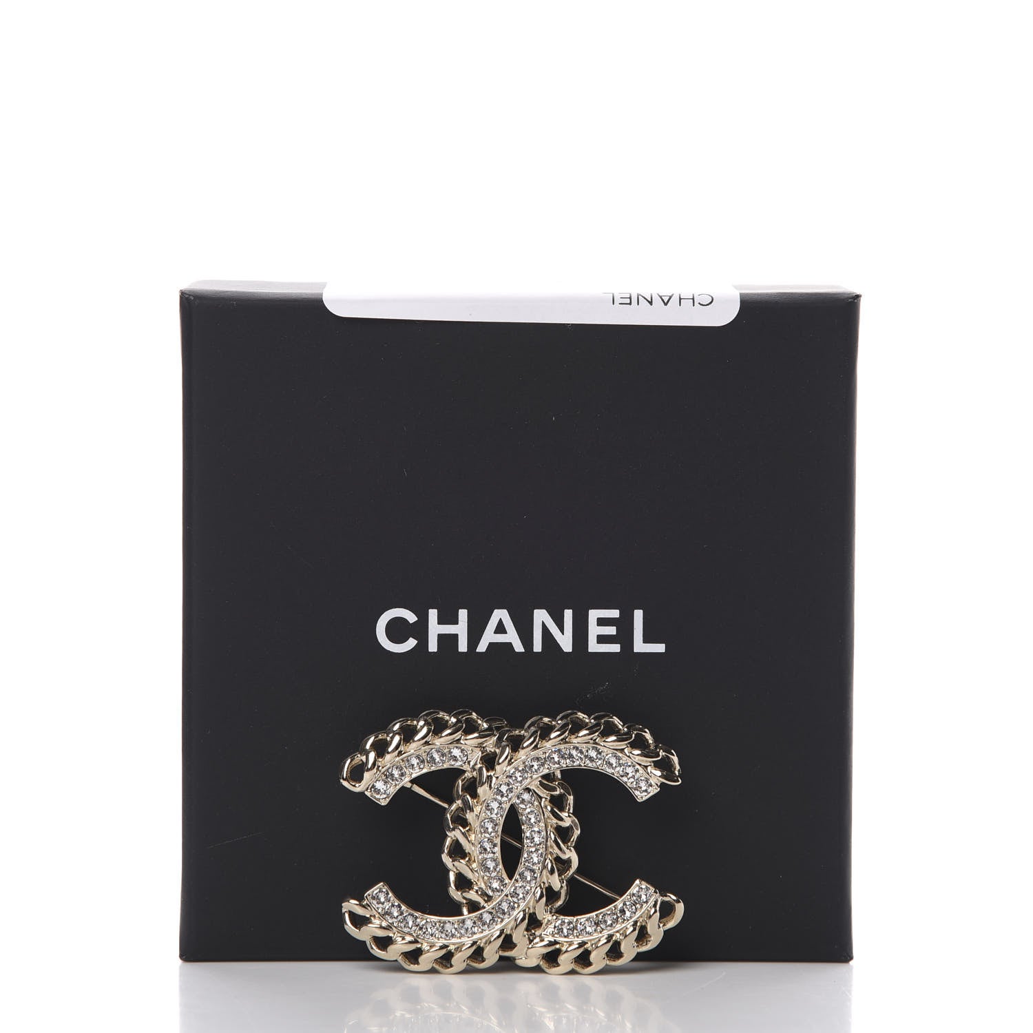 Chanel Crystal Chain CC Brooch Gold 5 of 5