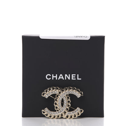 Chanel Crystal Chain CC Brooch Gold 5 of 5