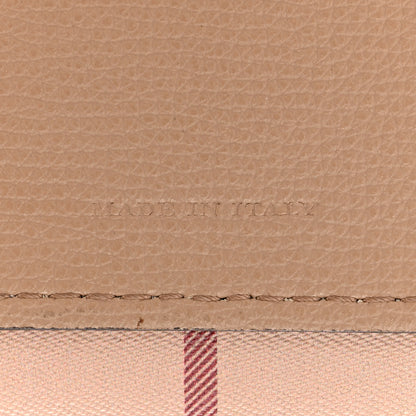 Burberry Grainy Calfskin Haymarket Check Medium Reversible Tote Camel 11 of 27