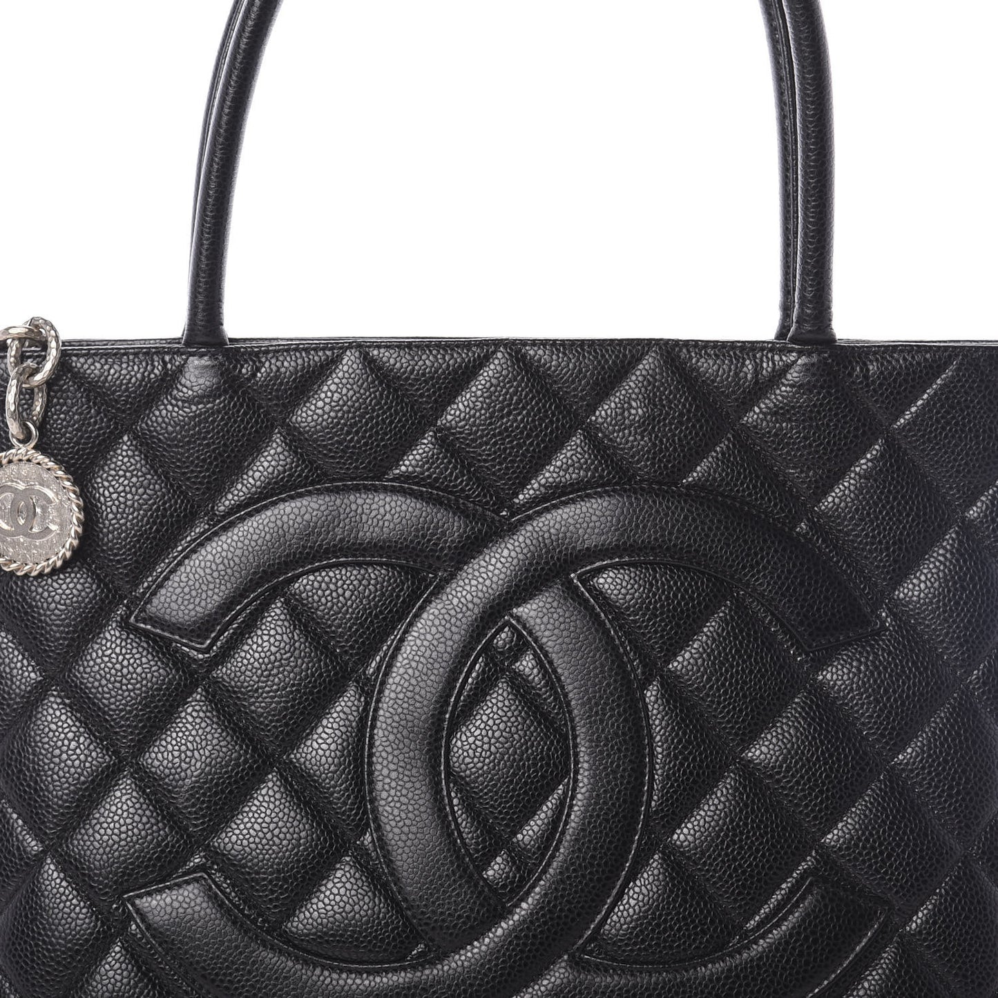 Caviar Quilted Medallion Tote Black