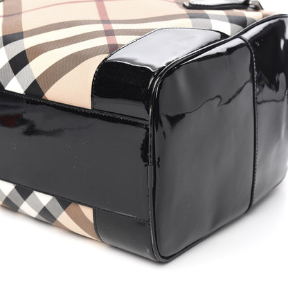 Burberry Nova Check Patent Satchel Black 10 of 11