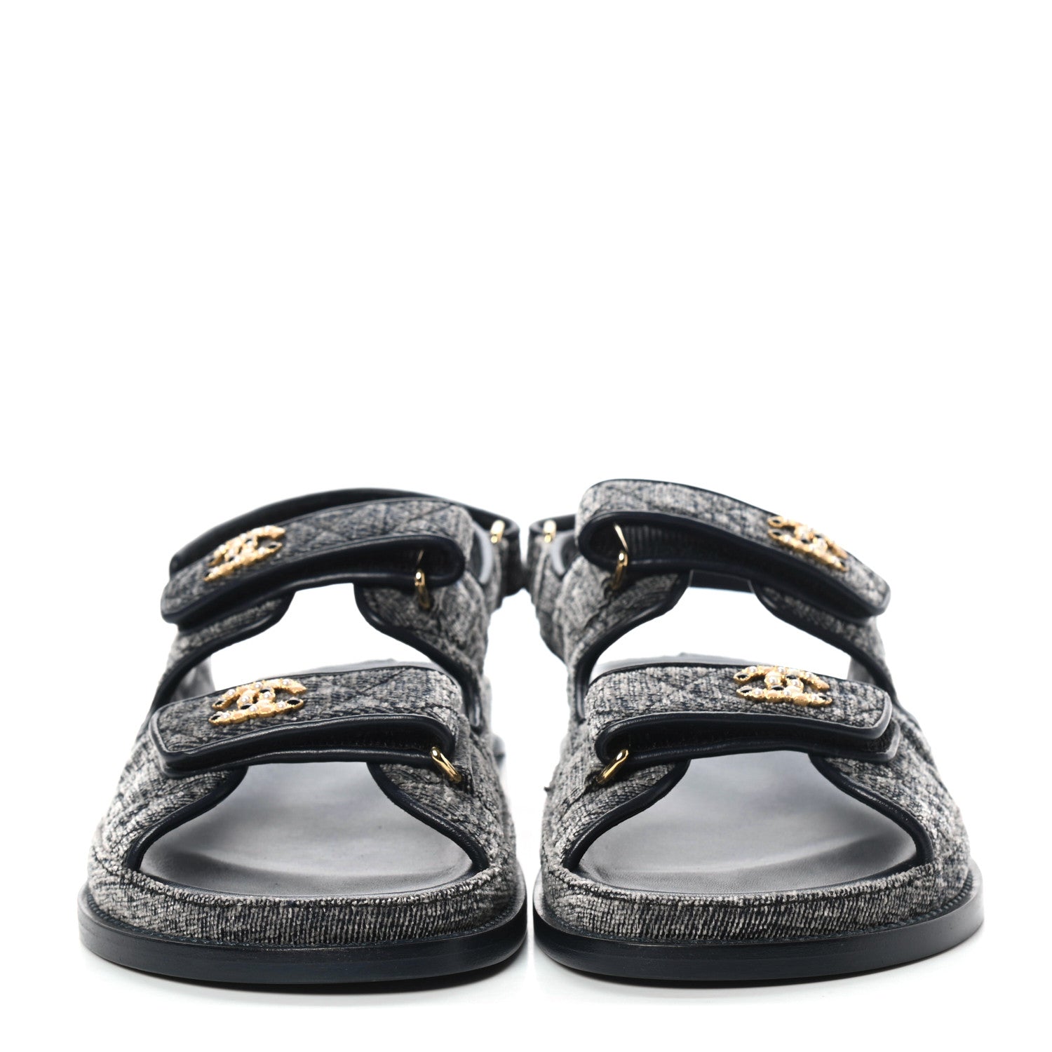 Chanel Denim Quilted Dad Sandals 40 Grey 2 of 8