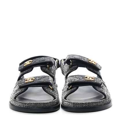Chanel Denim Quilted Dad Sandals 40 Grey 2 of 8