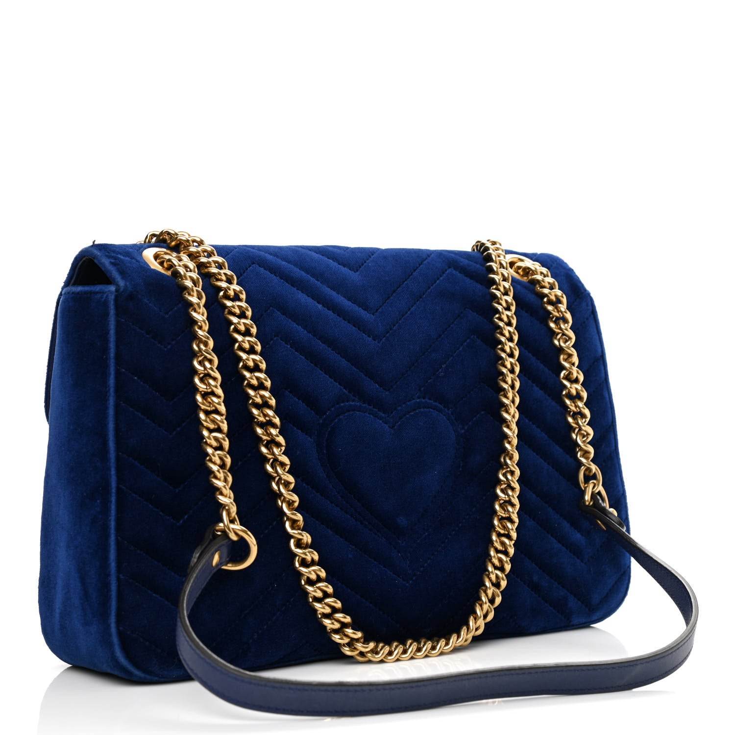 Gucci Velvet Matelasse Medium GG Marmont Shoulder Bag Cobalt Blue 3 of 11