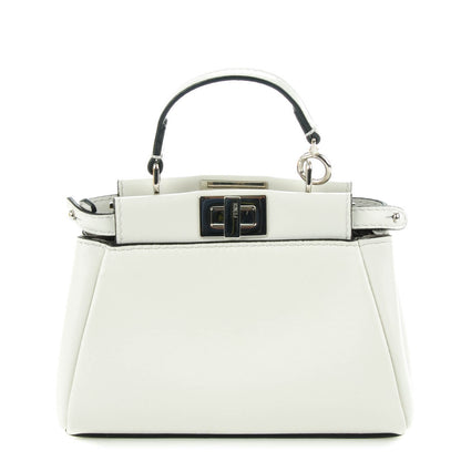 Fendi Shiny Nappa Micro Peekaboo Iconic Satchel White 1 of 8