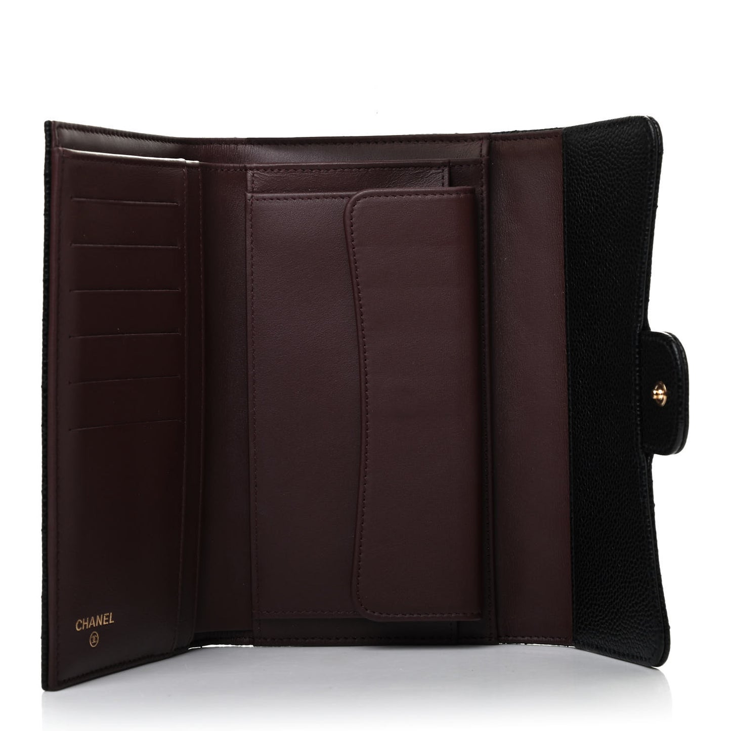 Caviar Quilted Large Flap Wallet Black