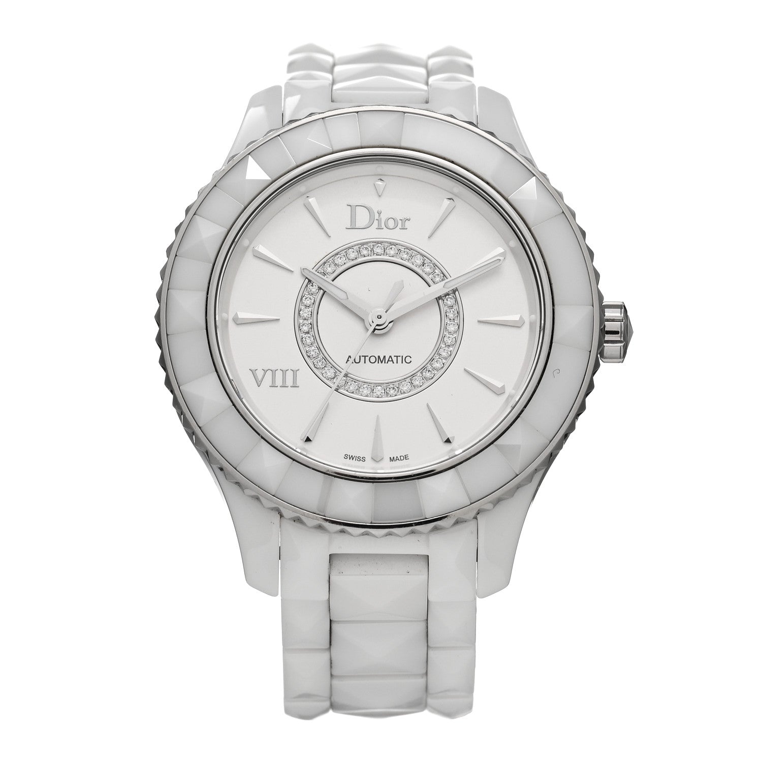 Christian Dior Stainless Steel Ceramic Diamond 38mm Dior VIII Automatic Watch White 1 of 5