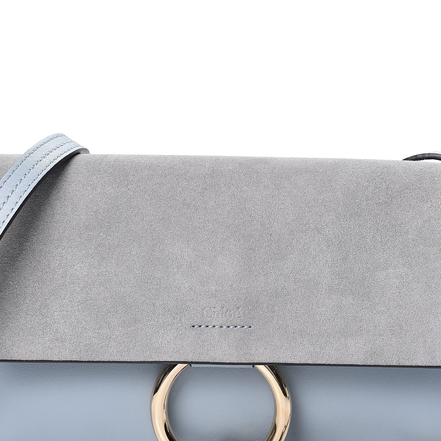 Suede Calfskin Small Faye Shoulder Bag Fresh Blue
