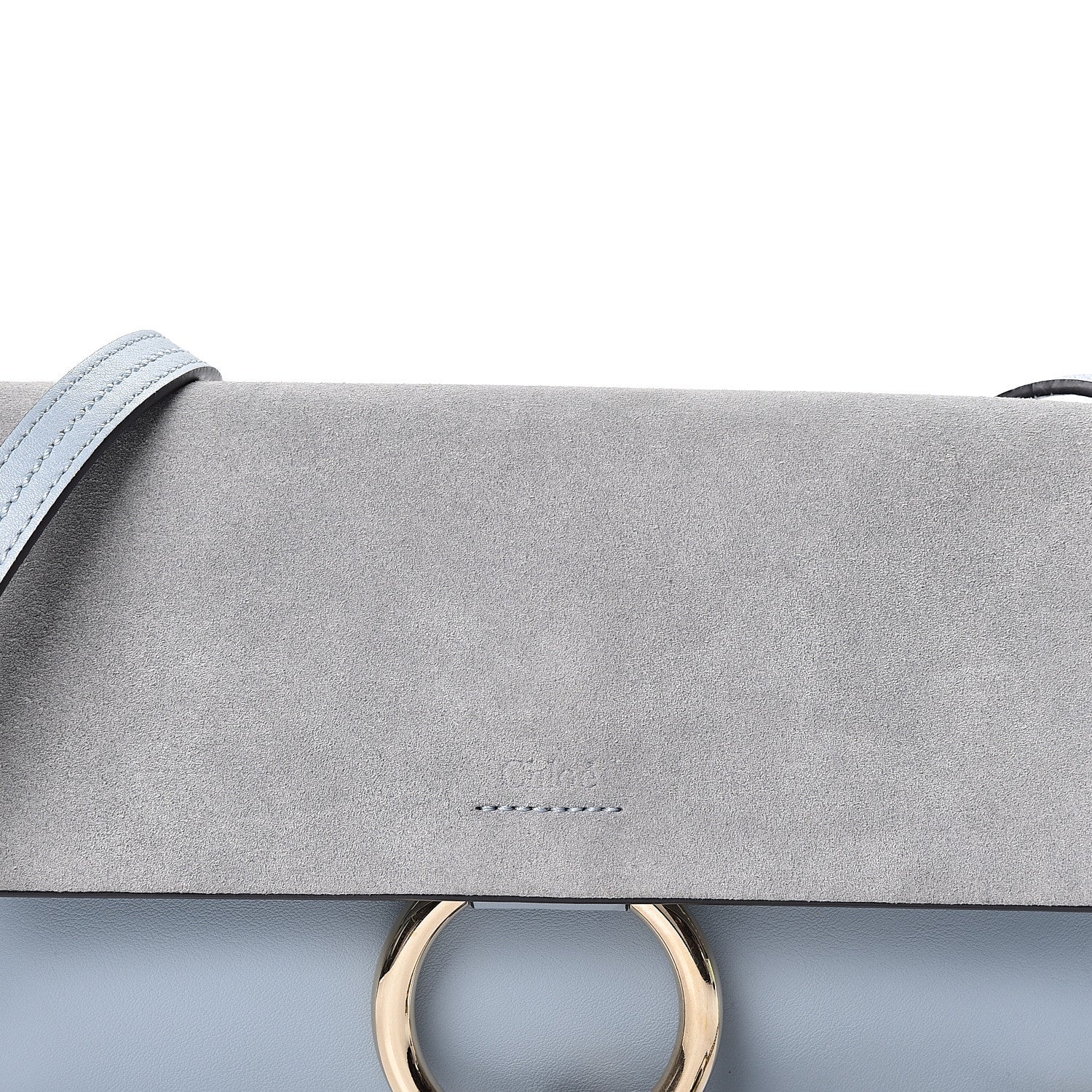 Chloe Suede Calfskin Small Faye Shoulder Bag Fresh Blue 6 of 8