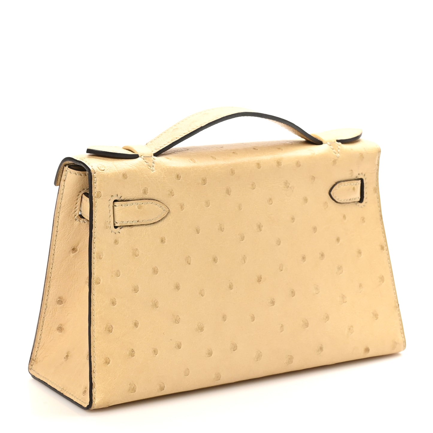 Ostrich Kelly Pochette Clutch Parchemin