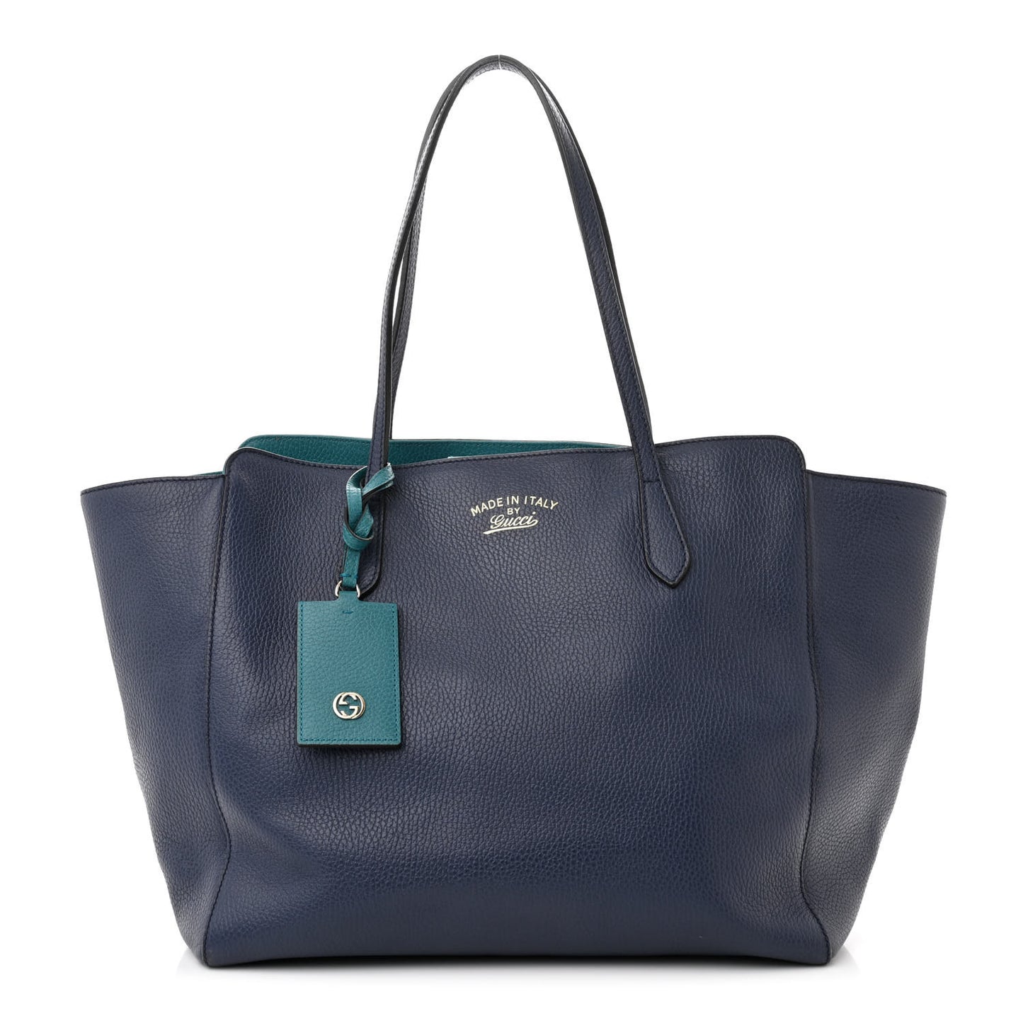 Dollar Calfskin Medium Swing Tote Marine Deep Cobalt
