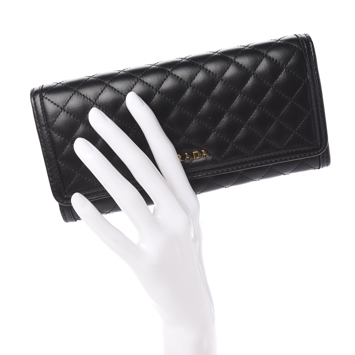 Soft Calf Quilted Continental Flap Wallet Black