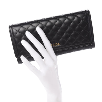 Prada Soft Calf Quilted Continental Flap Wallet Black 2 of 7