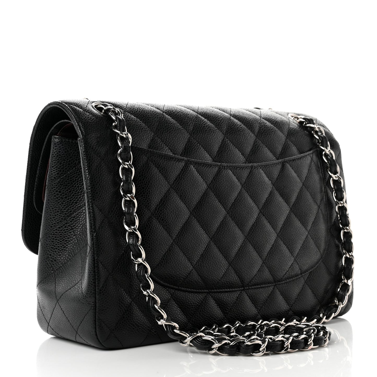 Caviar Quilted Jumbo Double Flap Black