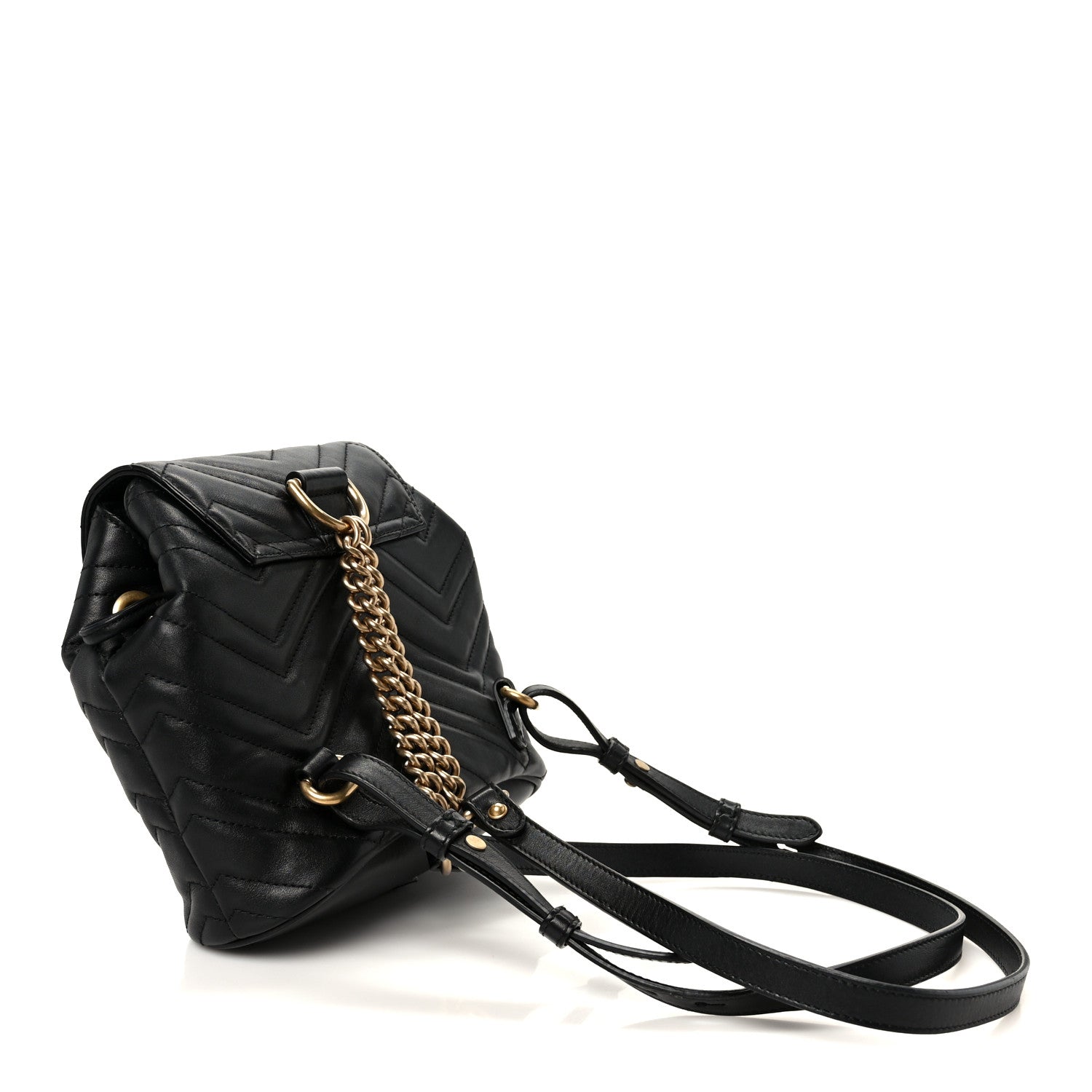 Gucci Calfskin Matelasse GG Marmont Flap Backpack Black 3 of 11