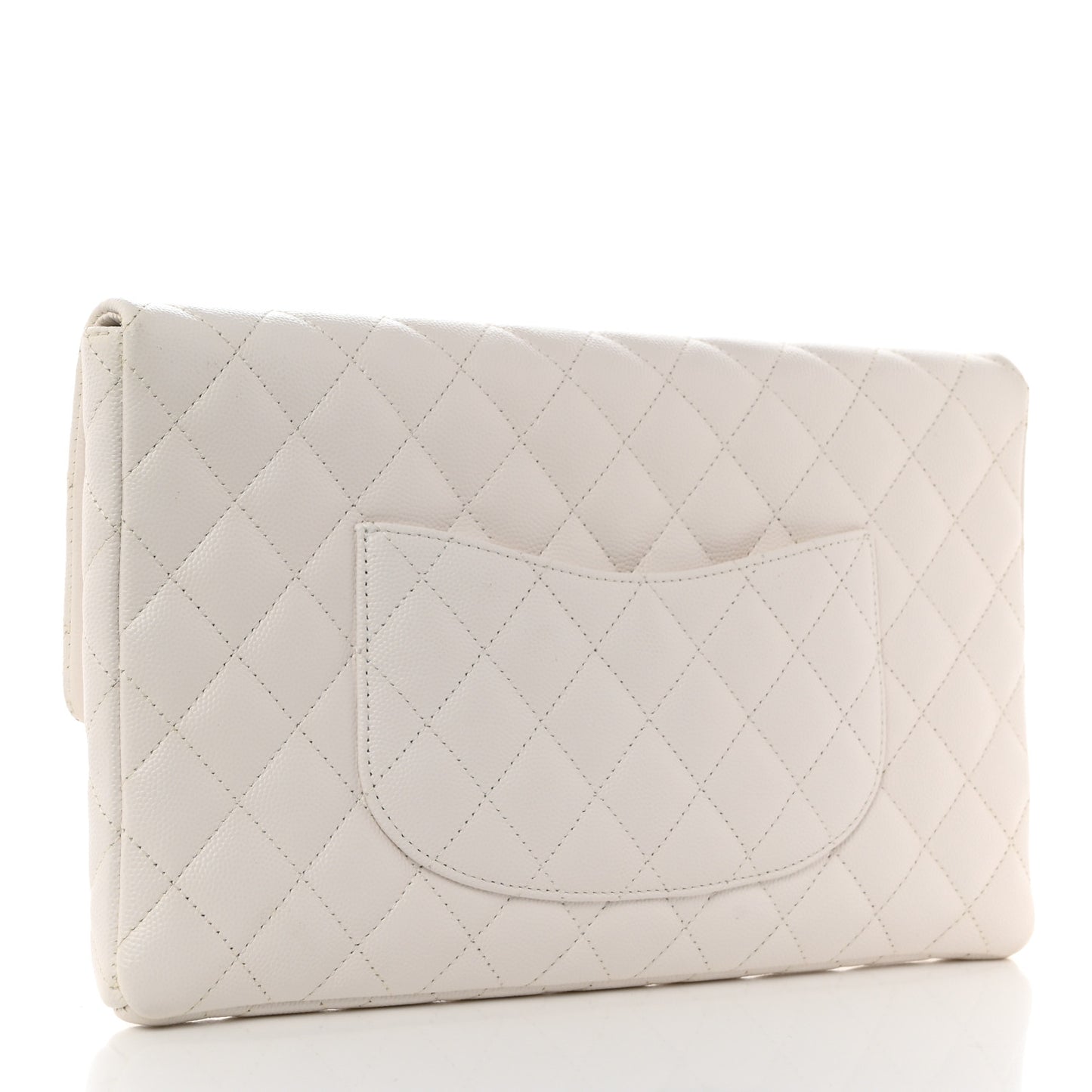 Caviar Quilted Flap Clutch White