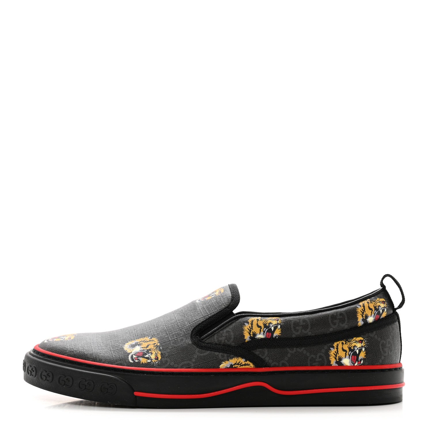 Gucci GG Supreme Monogram Tiger Face Mens 1977 Slip-On Sneakers 9 Black Multicolor 1 of 8