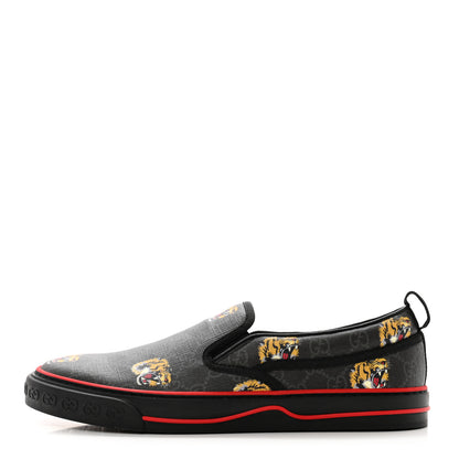 Gucci GG Supreme Monogram Tiger Face Mens 1977 Slip-On Sneakers 9 Black Multicolor 1 of 8