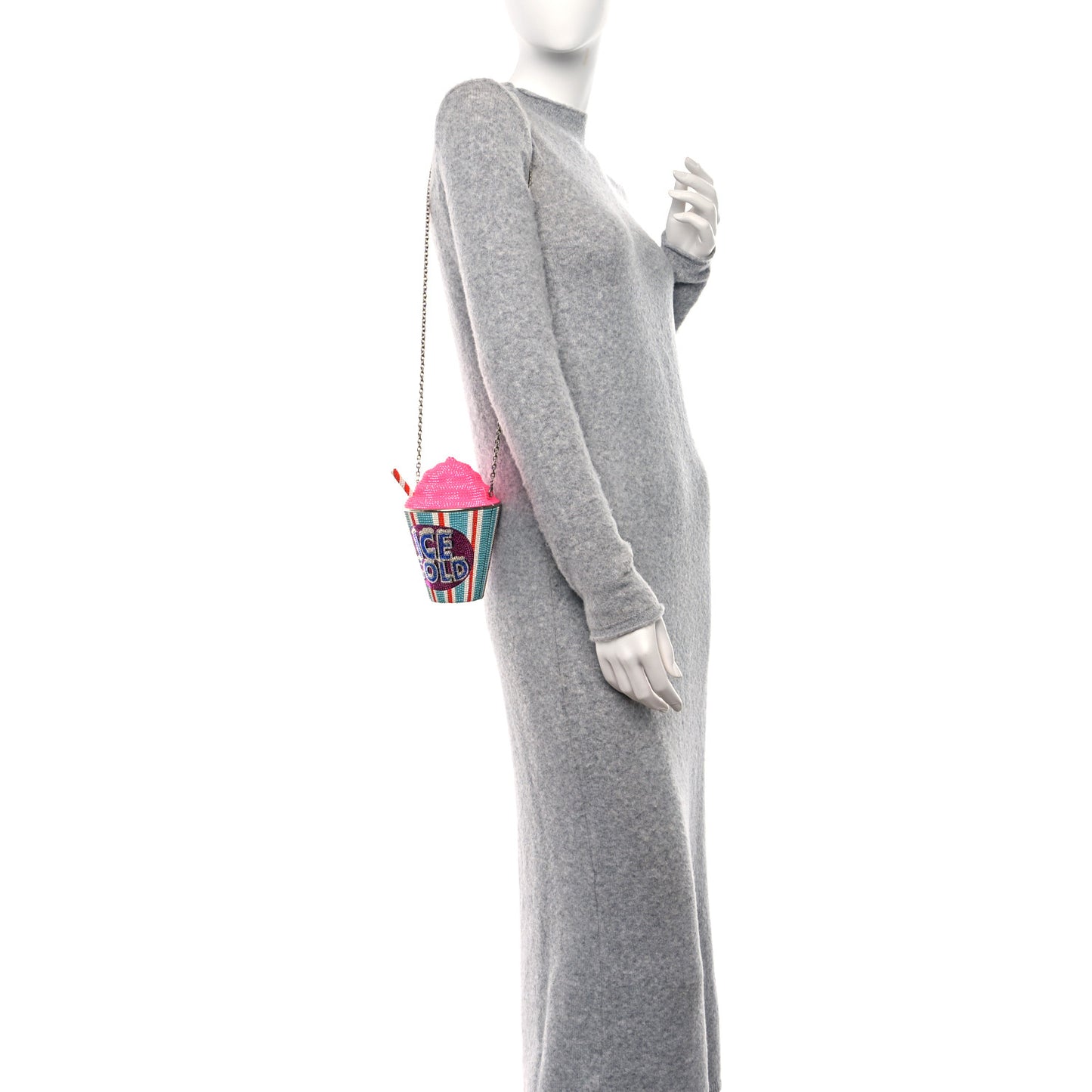 Crystal Frozen Drink Ice Cold Minaudiere Clutch Pink Multicolor