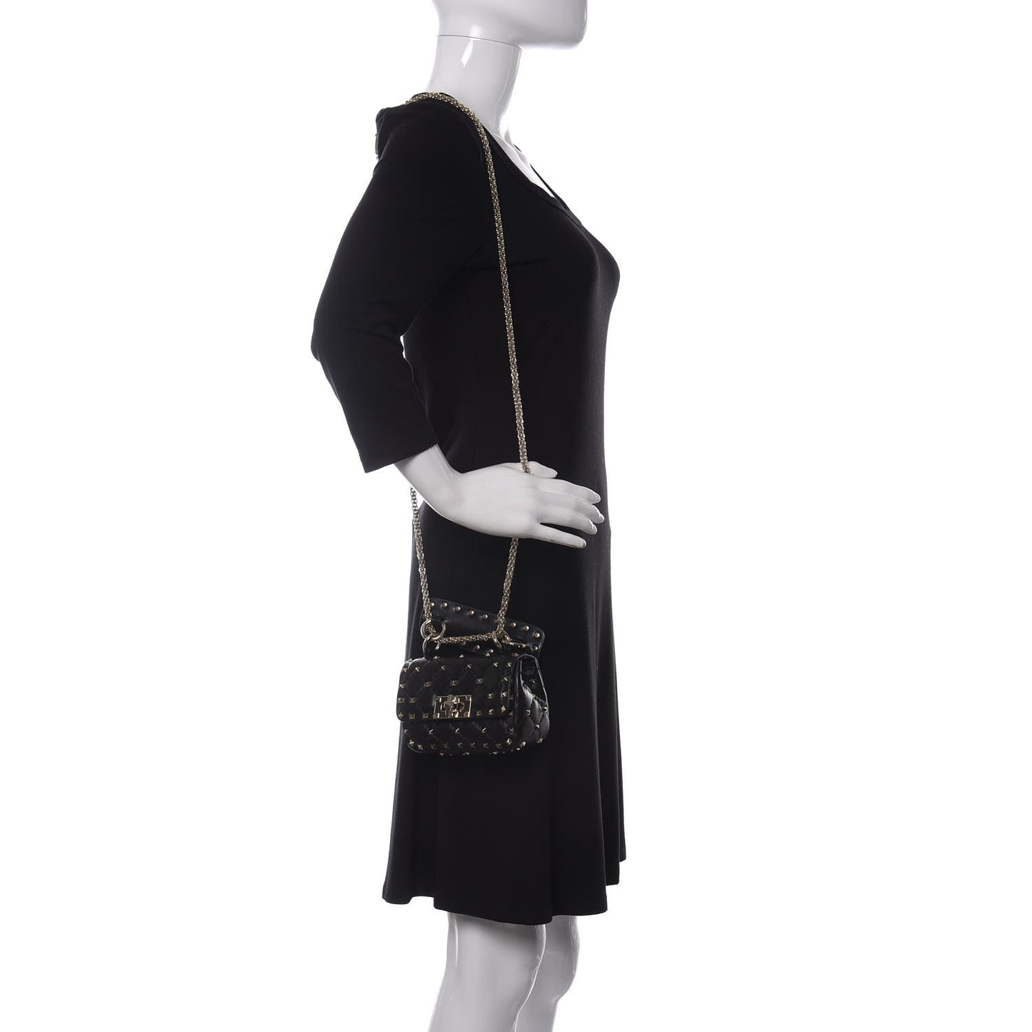 Nappa Micro Rockstud Spike Shoulder Bag Black