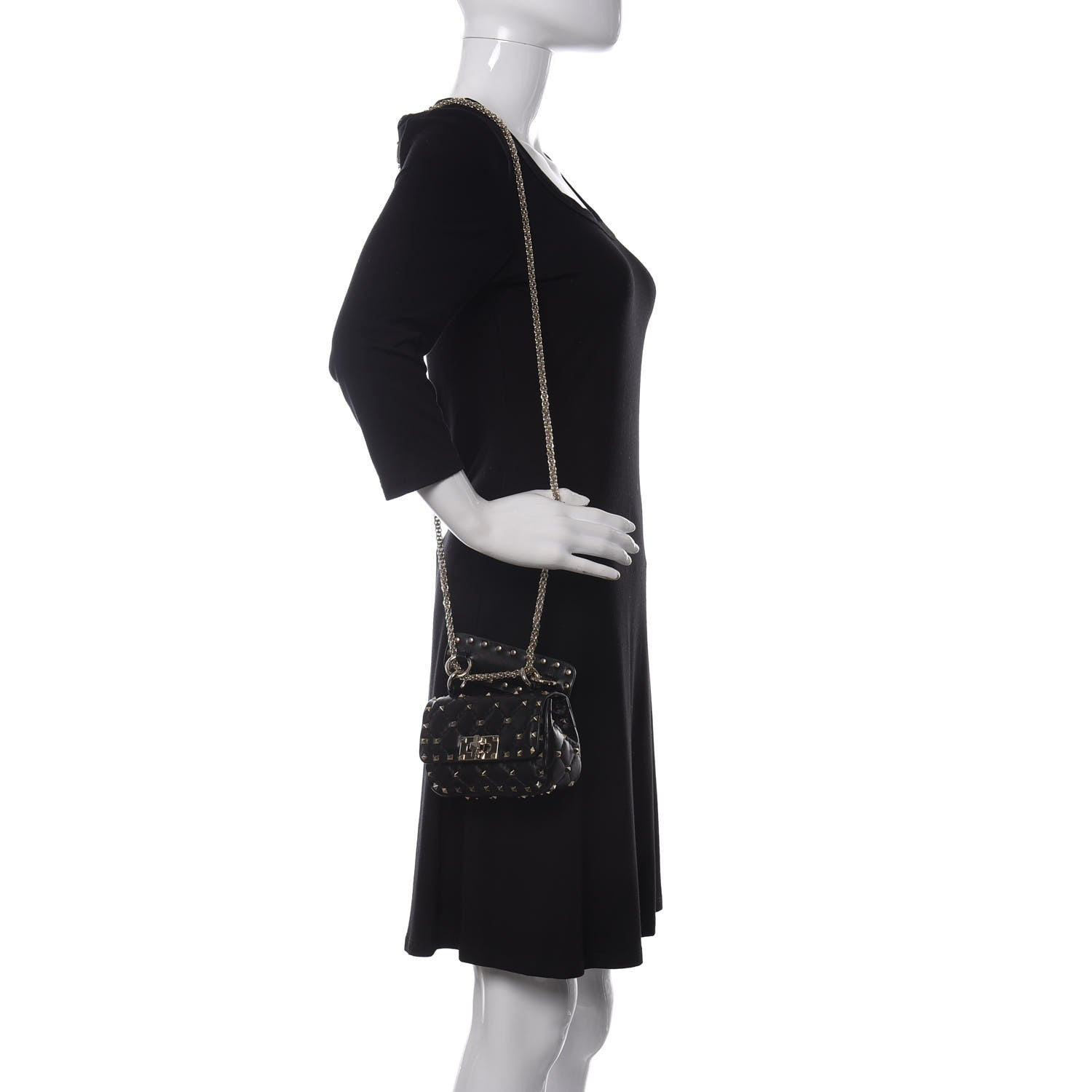 Valentino Garavani Nappa Micro Rockstud Spike Shoulder Bag Black 2 of 9