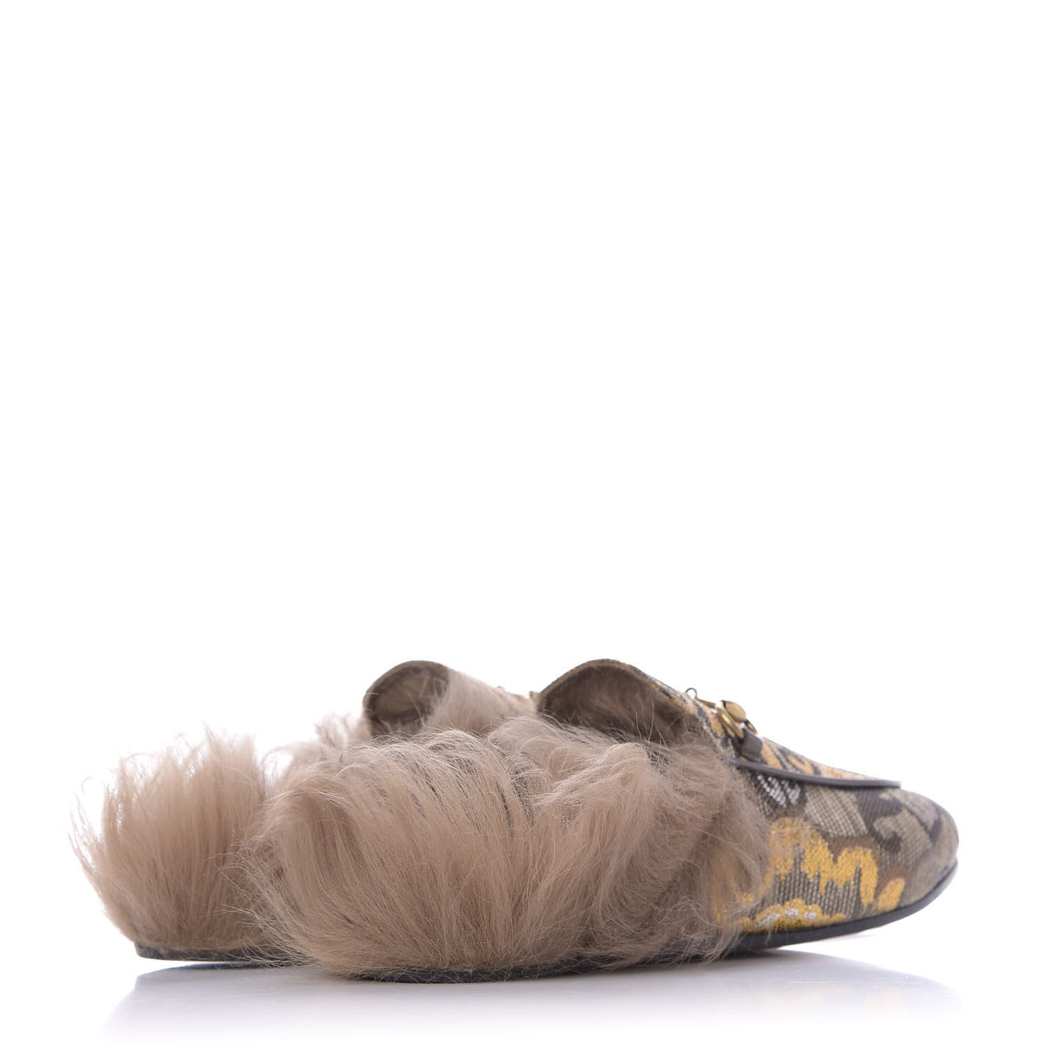 Gucci Brocade Fur Womens Princetown Slippers 38.5 Brown 4 of 10