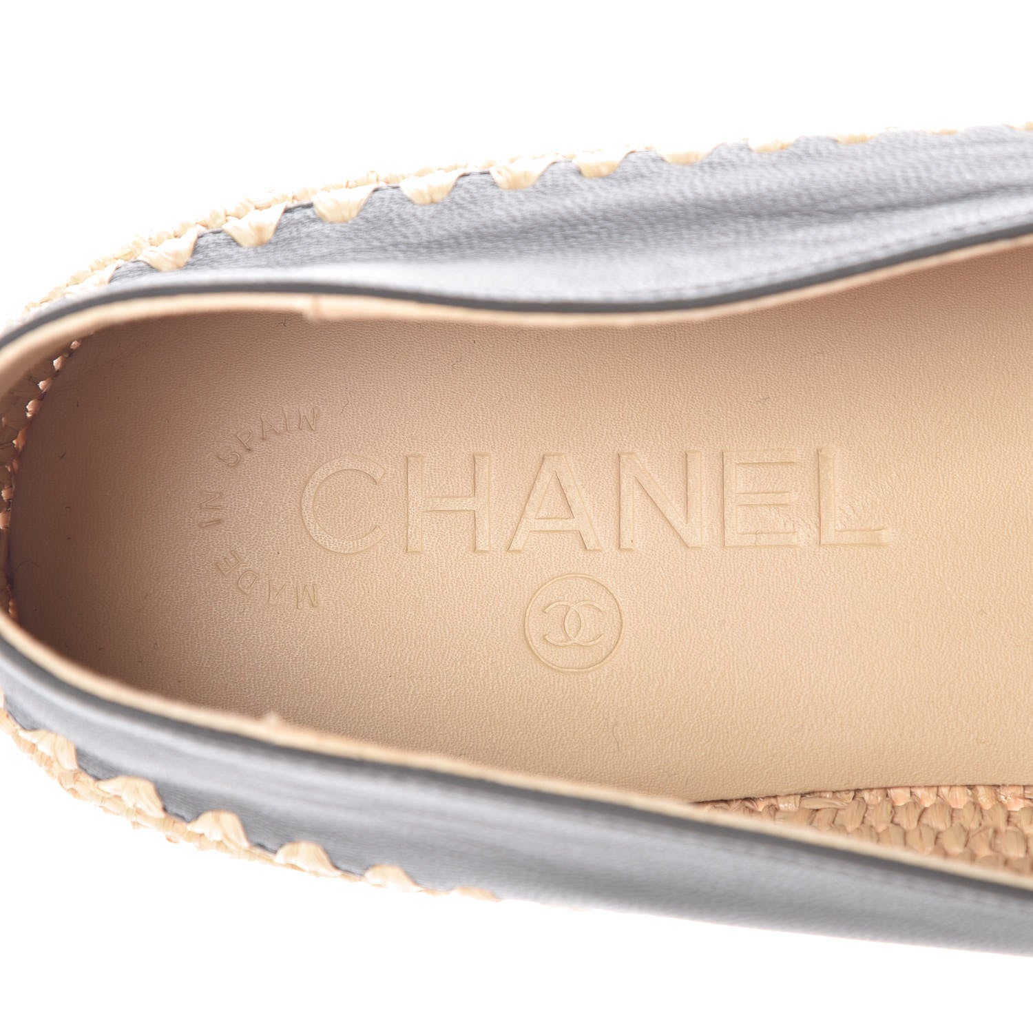Chanel Lambskin Grosgrain CC Espadrilles 39 Grey Black 7 of 9