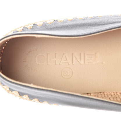 Chanel Lambskin Grosgrain CC Espadrilles 39 Grey Black 7 of 9
