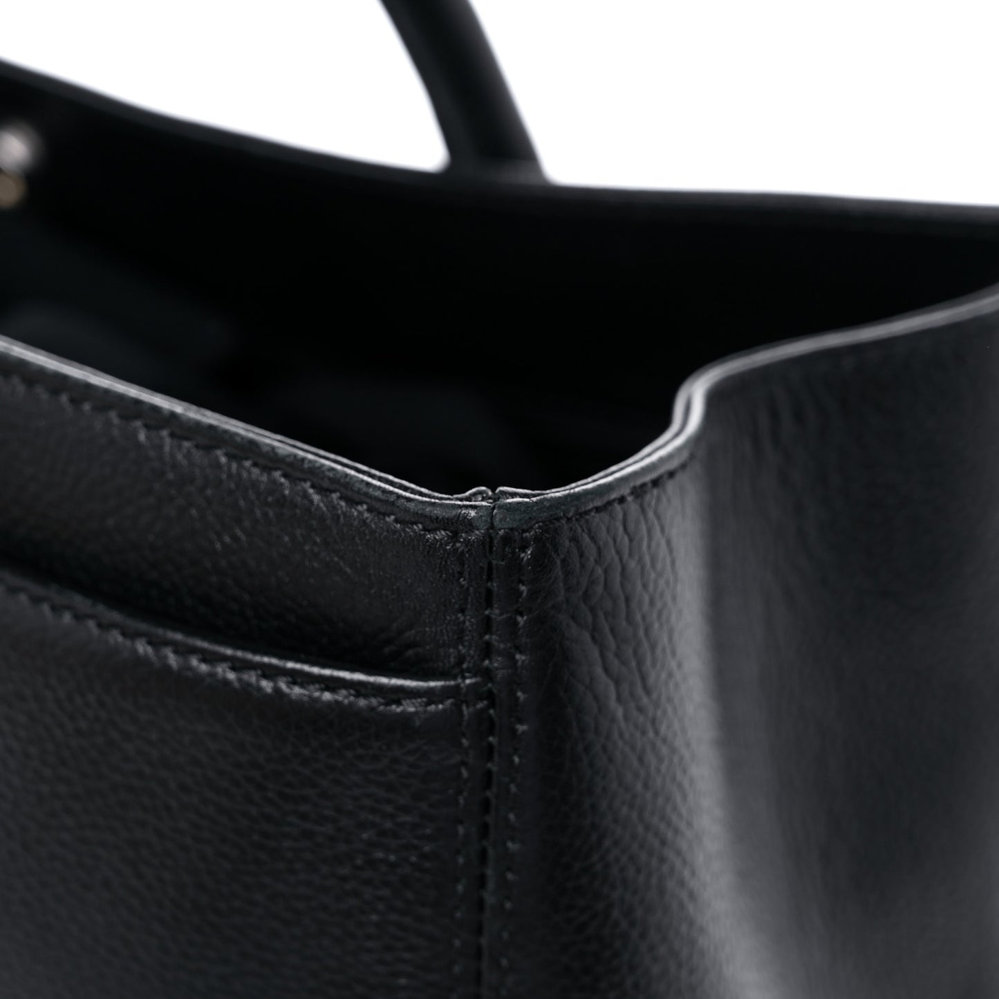 Calfskin Cerf Executive Shopper Tote Black