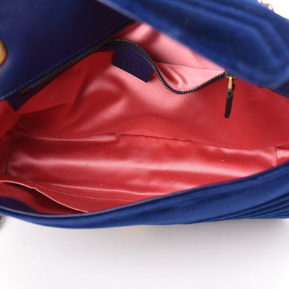 Gucci Velvet Matelasse Medium GG Marmont Shoulder Bag Cobalt Blue 9 of 15