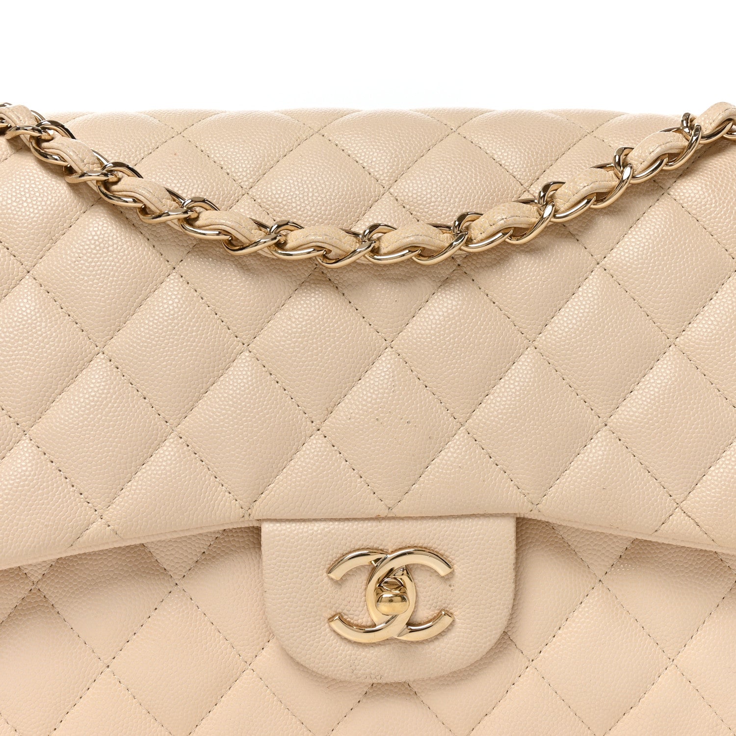 Chanel Caviar Quilted Jumbo Double Flap Beige Clair 8 of 10