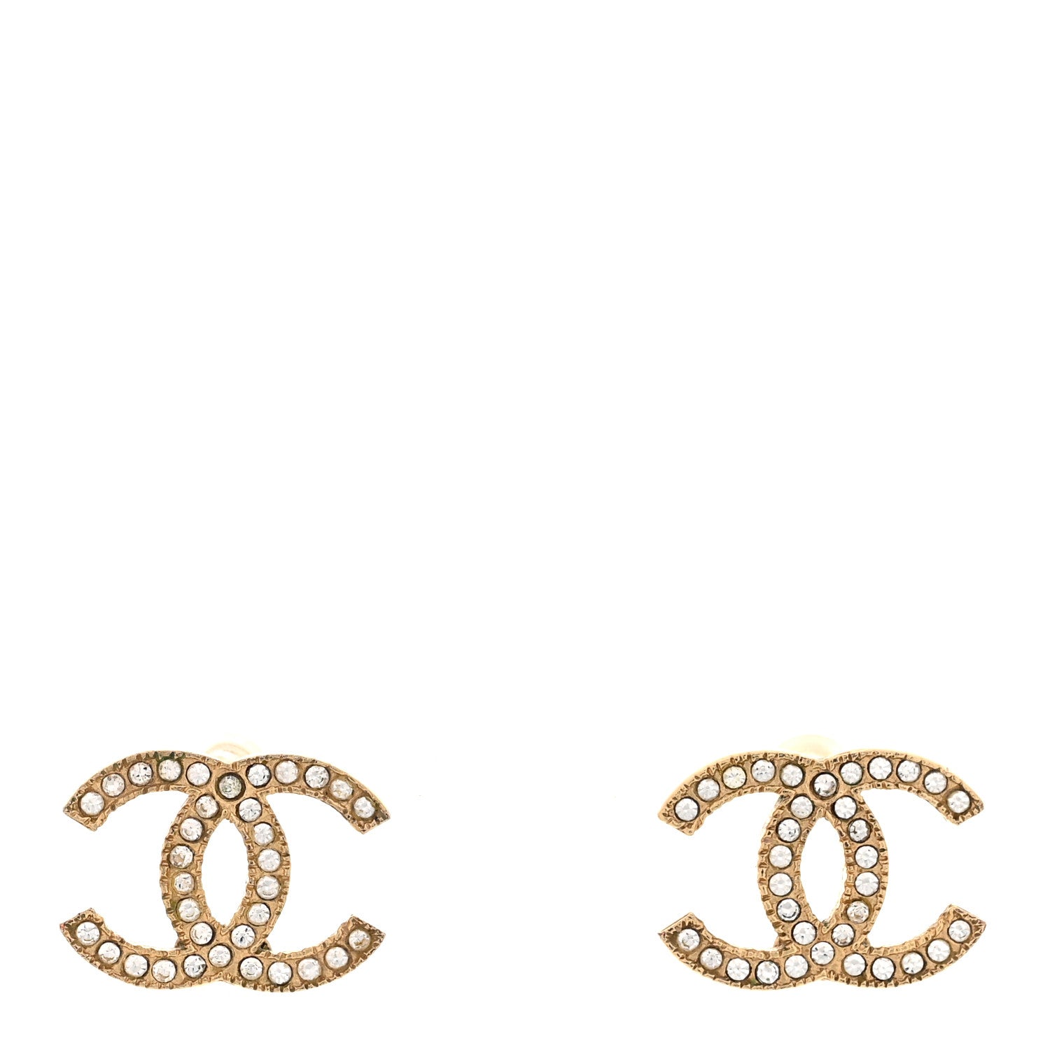 Chanel Crystal CC Earrings Gold 1 of 5