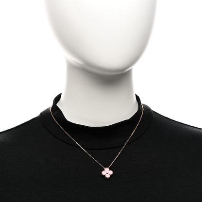 Van Cleef & Arpels 18K Rose Gold Diamond Rhodonite Vintage Alhambra Pendant Necklace 2 of 6