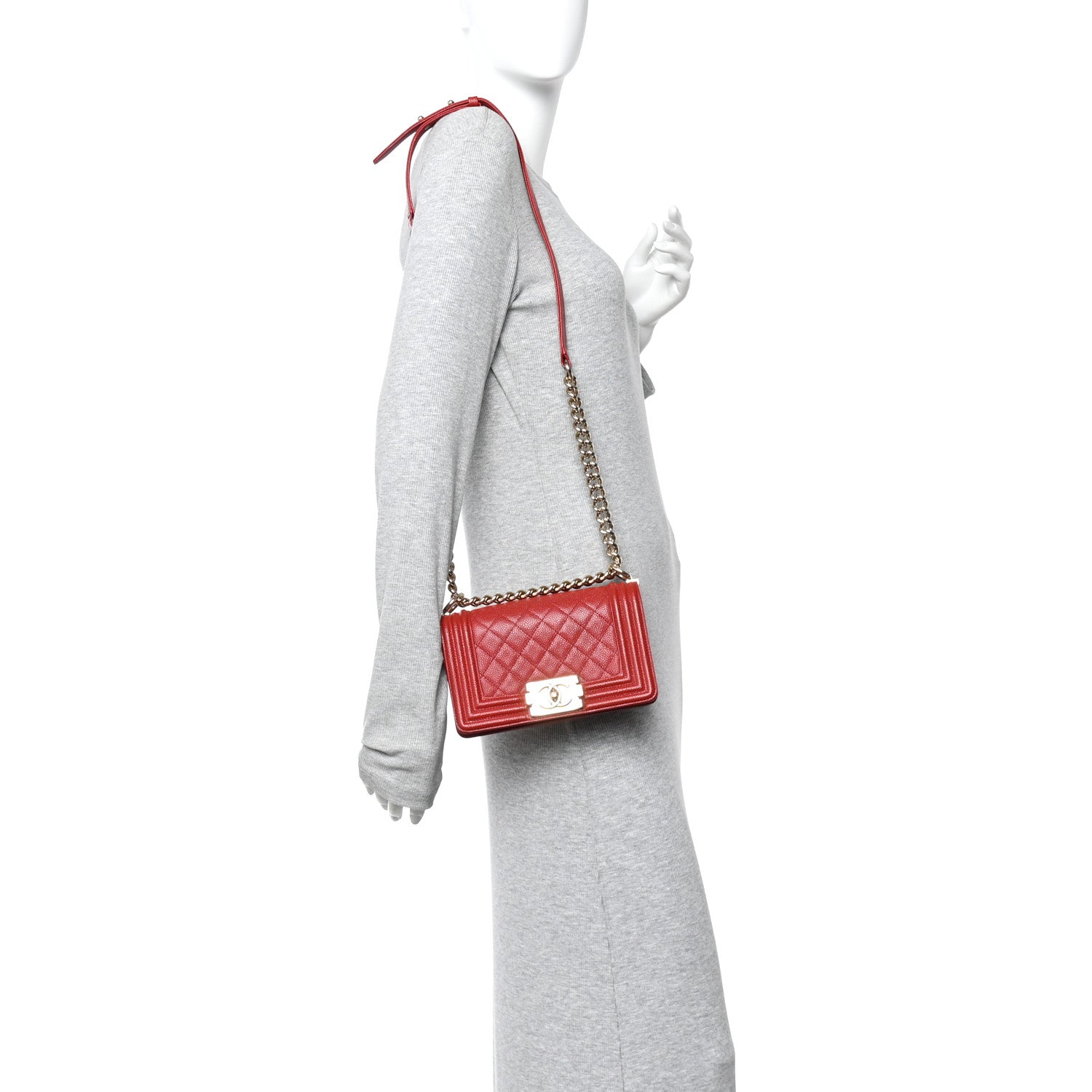 Chanel Caviar Quilted Small Boy Flap Red 2 of 12