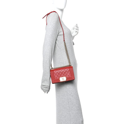 Chanel Caviar Quilted Small Boy Flap Red 2 of 12