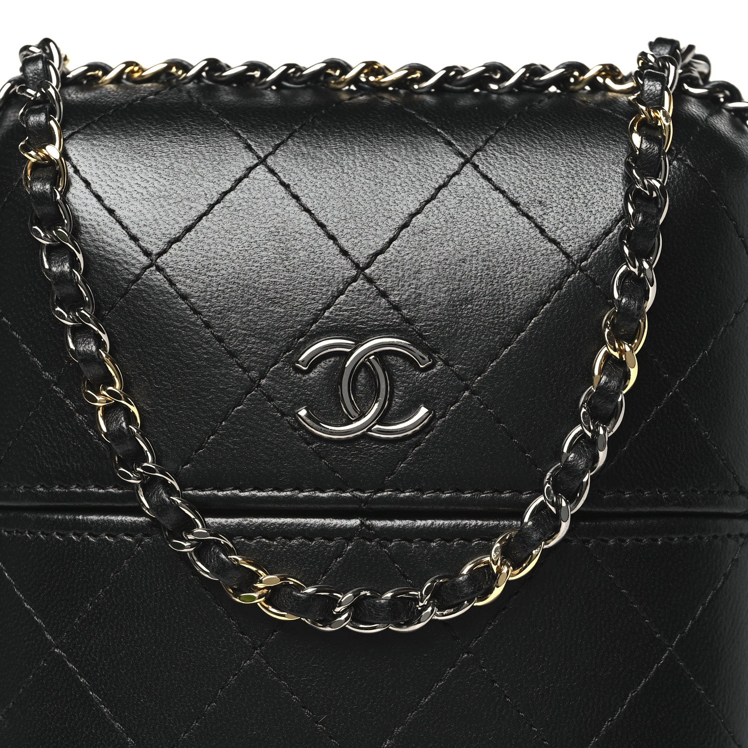 Chanel Lambskin Quilted Chain Around Phone Holder Black 8 of 10