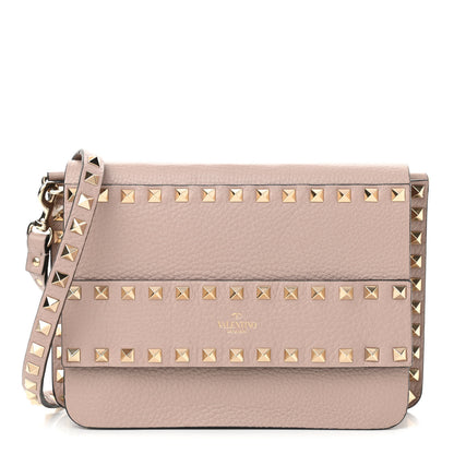 Valentino Garavani Pebbled Calfskin Rockstud Shoulder Bag Poudre 1 of 9
