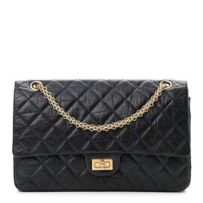 Chanel Aged Calfskin Quilted 2.55 Reissue 226 Flap Navy Blue 1 of 10